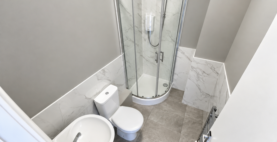 Compact Modern Marble Bathroom