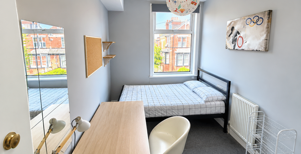 Compact Scandinavian Bedroom with Bay Window