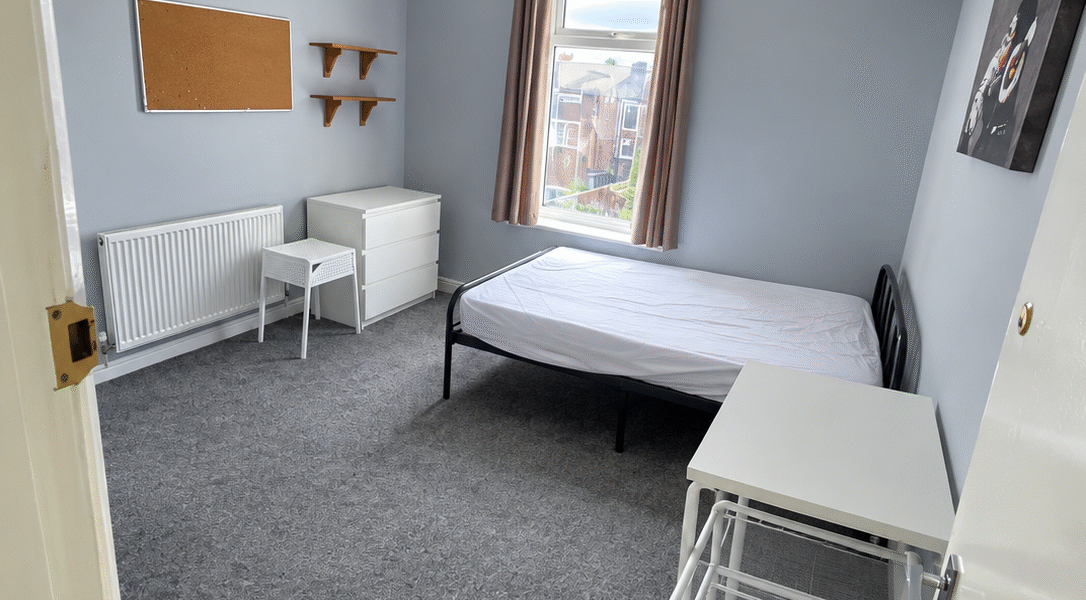 Minimal Grey Bedroom with Lime Pendant