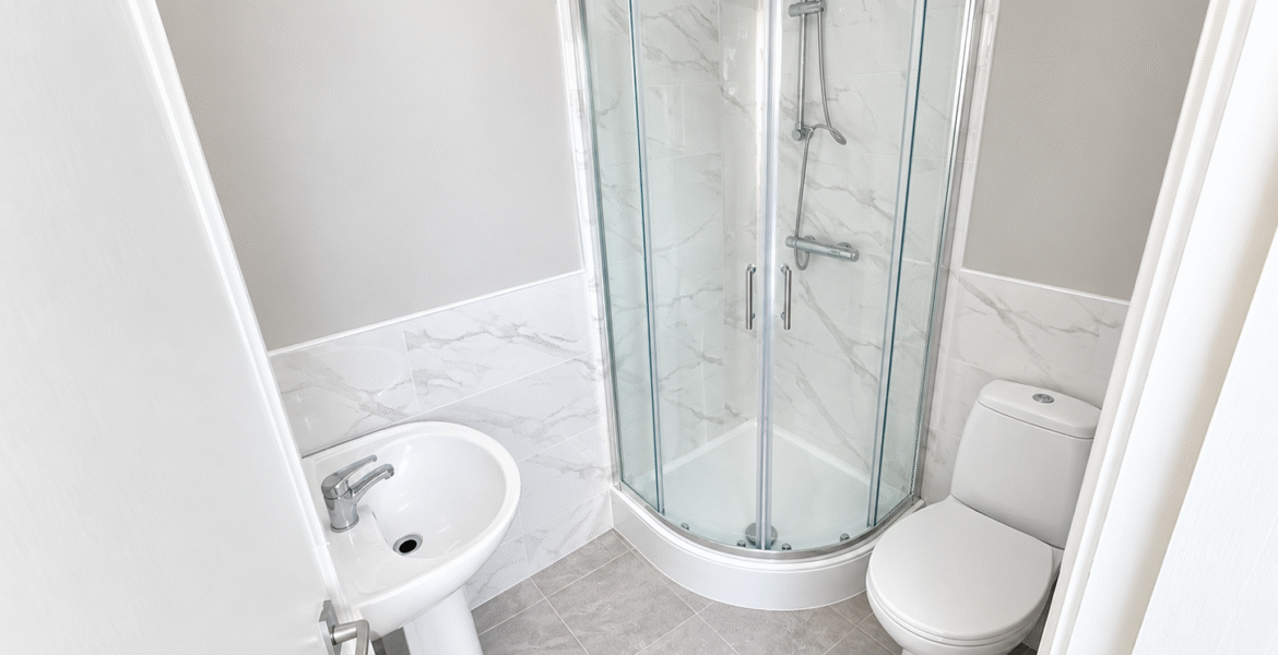 Modern Marble-Tile Bathroom Interior