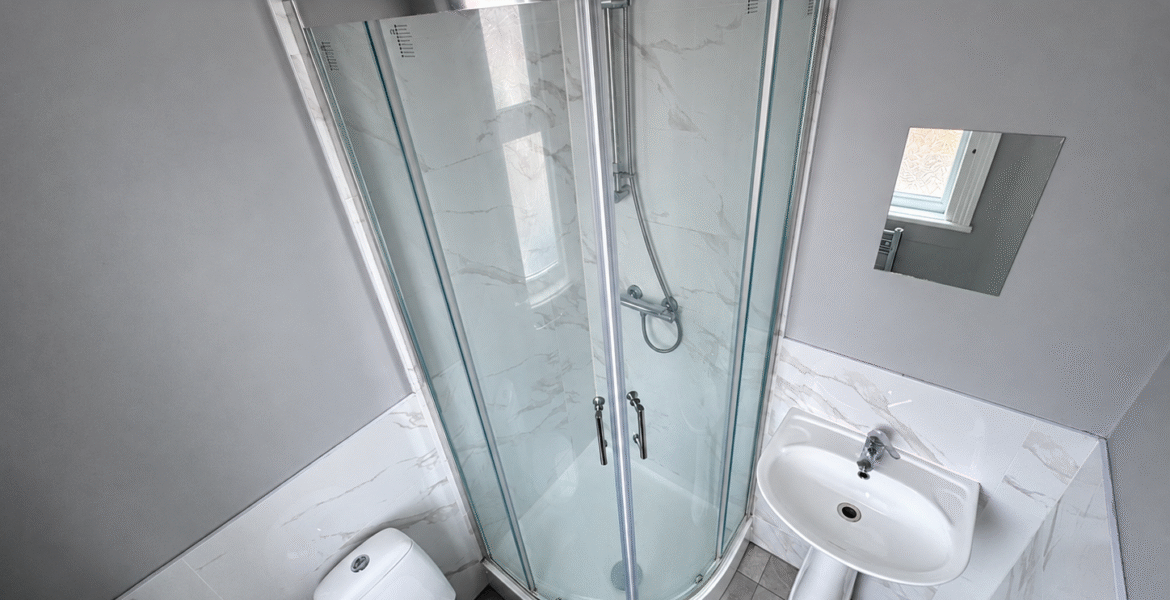 Modern Marble-Tiled Bathroom Interior
