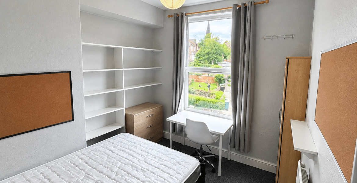 Scandinavian Study Bedroom with Garden View
